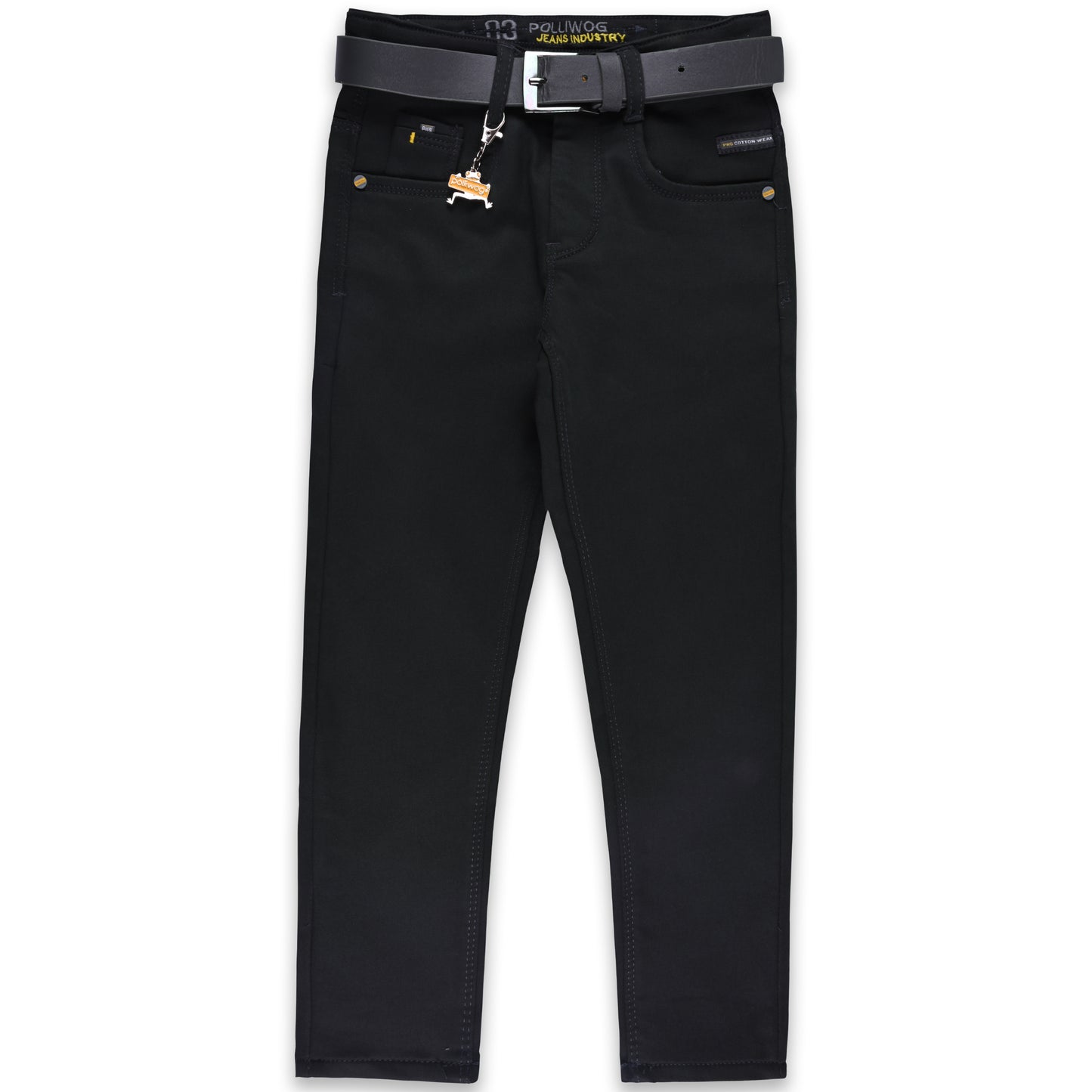 Baby Boys Black Slim/Fit Pants with Belt