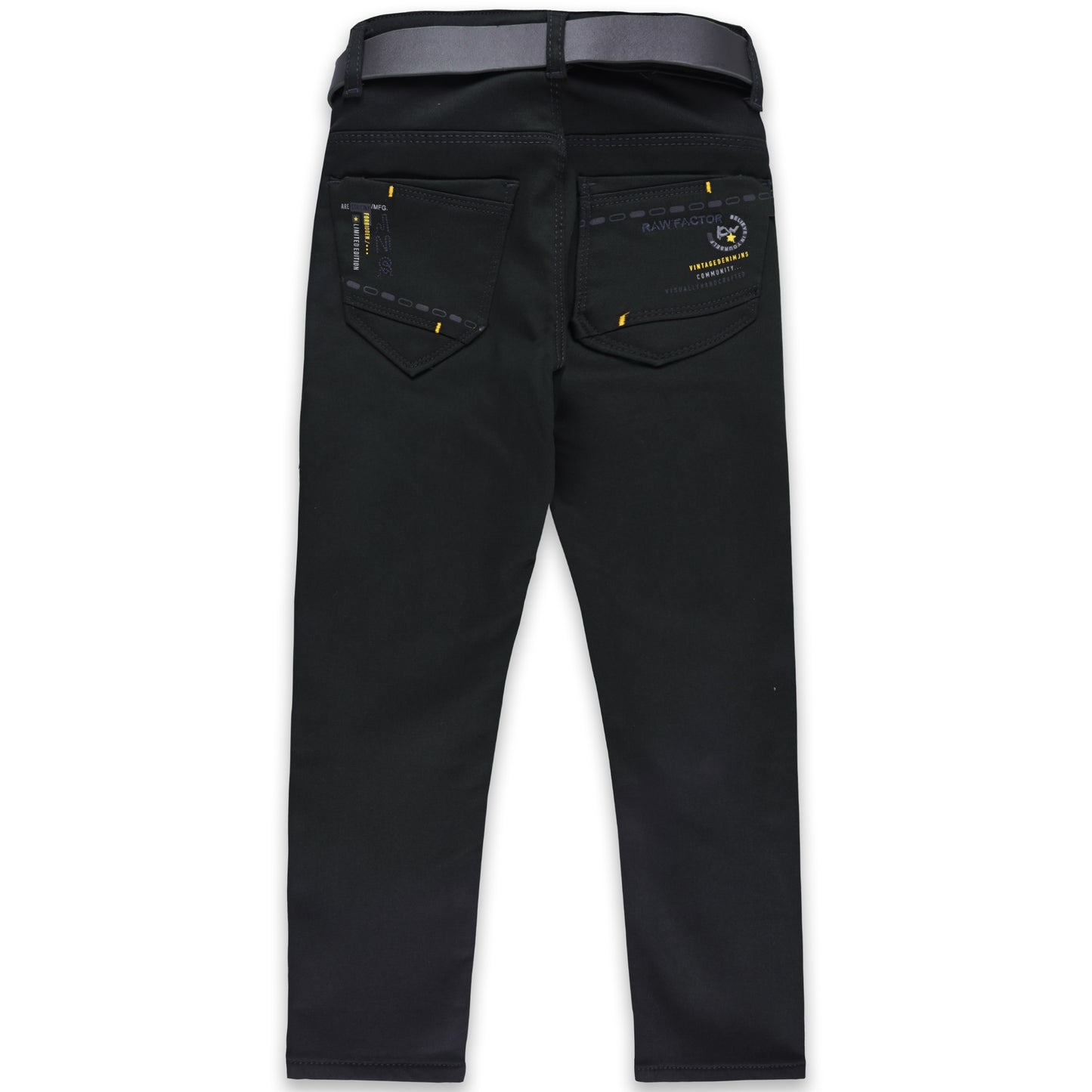 Baby Boys Black Slim/Fit Pants with Belt