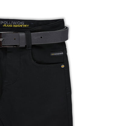 Baby Boys Black Slim/Fit Pants with Belt