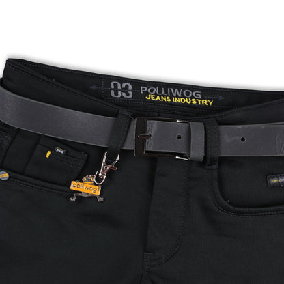 Baby Boys Black Slim/Fit Pants with Belt