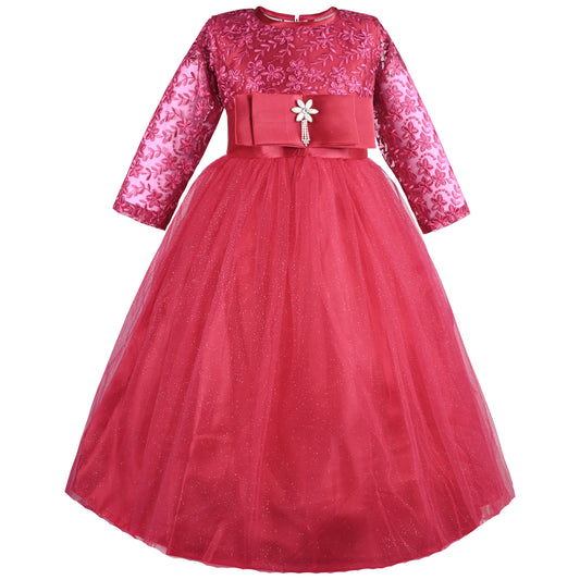 Girls Embroidered Fit and Flare Full Sleeve Frock Dress