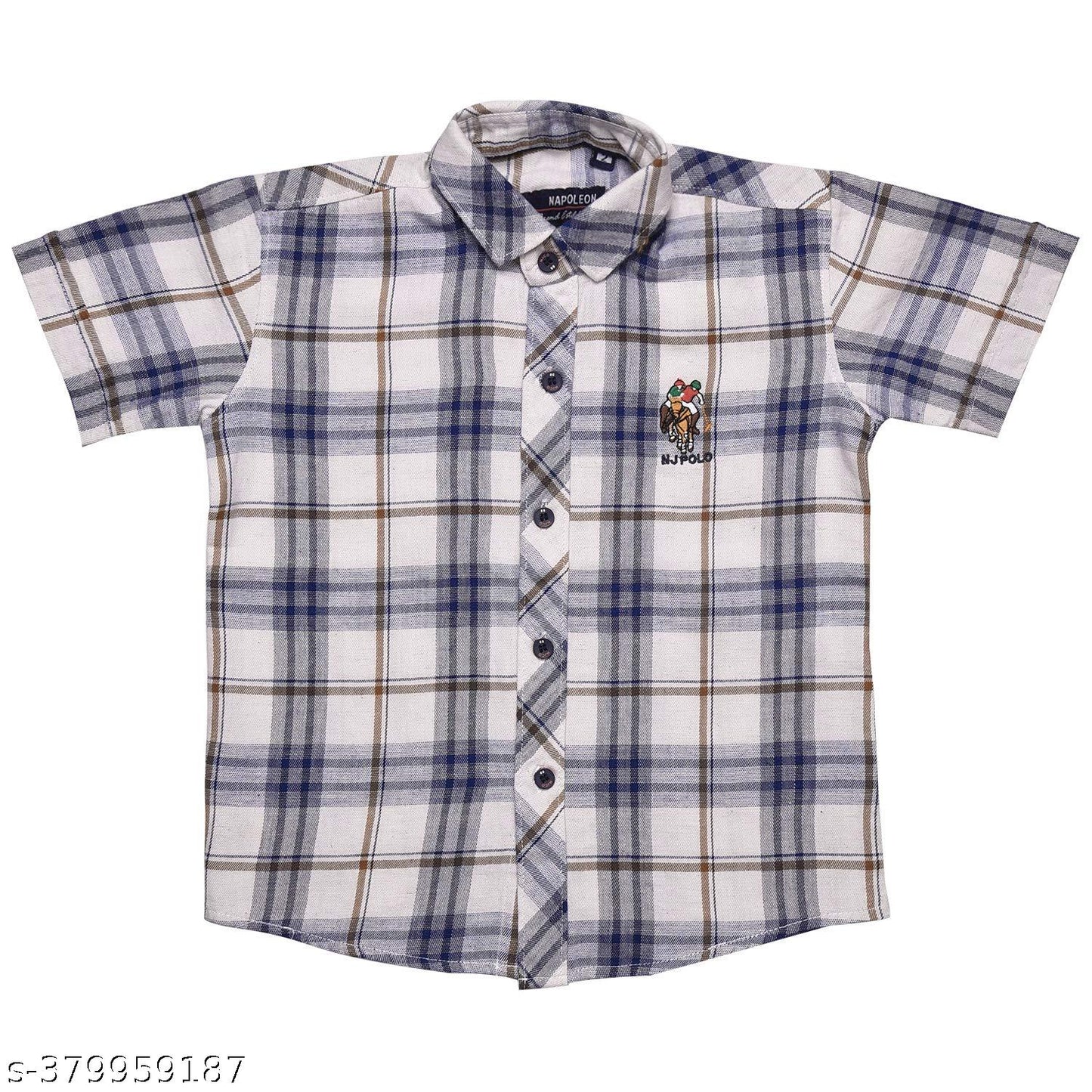 Boys Checkered Short Sleeve Shirt - st01blu