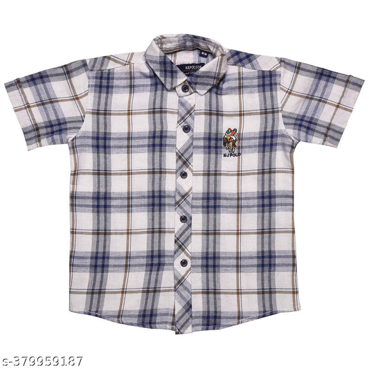 Boys Checkered Short Sleeve Shirt - st01blu