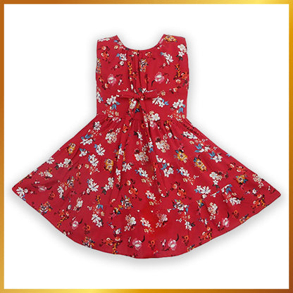 Red Floral Printed Fit and Flare Dress