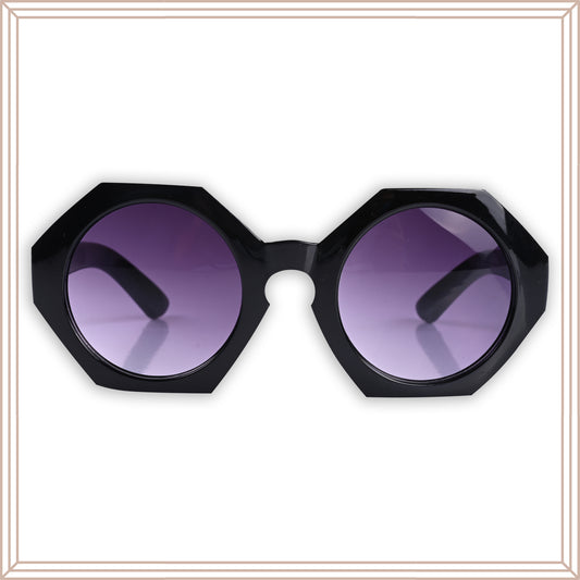 Kids Black Stylish Hexagon Frame Sunglass