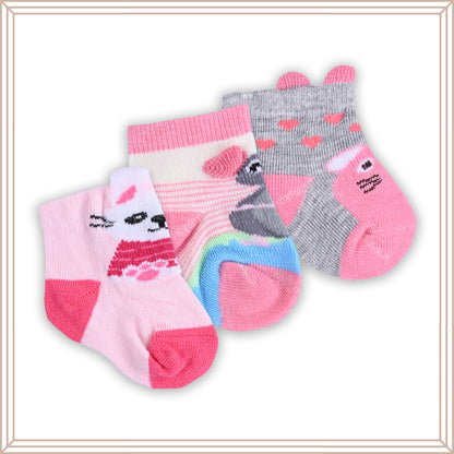 Set of 3 Infants Cartoon Cotton Socks