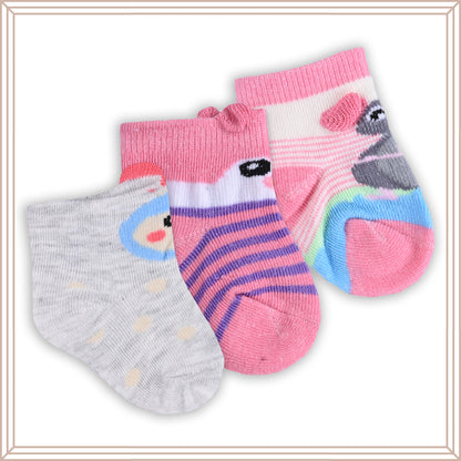 Set of 3 Infants Cartoon Cotton Socks