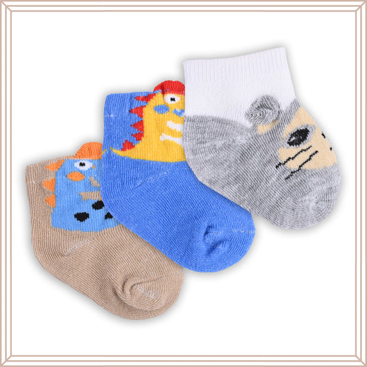 Set of 3 Infants Cartoon Cotton Socks