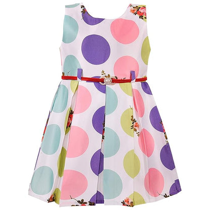 Girls Full Sleeve Polka Print Fit and Flare Frock Dress