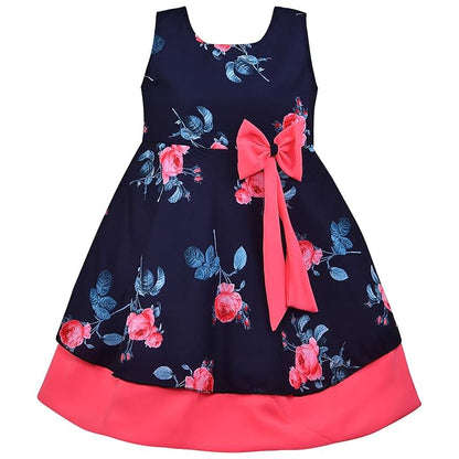 Girls Full Sleeve Floral Print A-Line Frock Dress