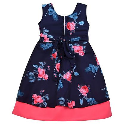 Girls Full Sleeve Floral Print A-Line Frock Dress