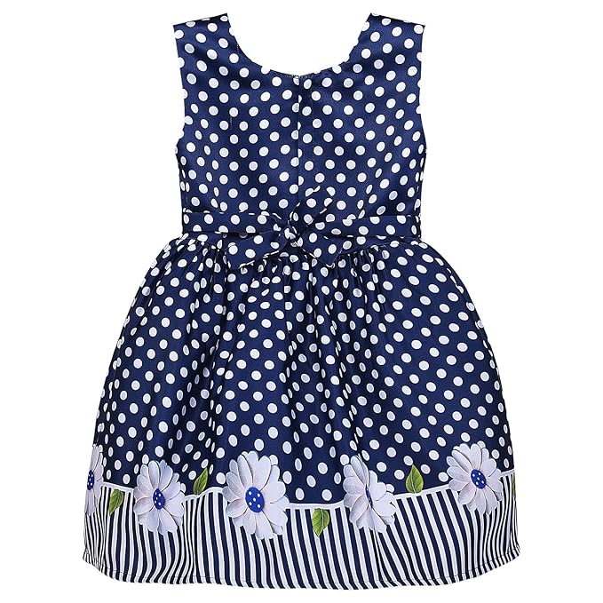 Girl Full Sleeve Polka Print A-Line Frock Dress