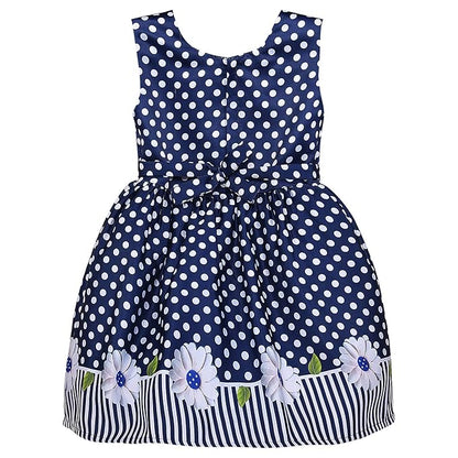 Girl Full Sleeve Polka Print A-Line Frock Dress