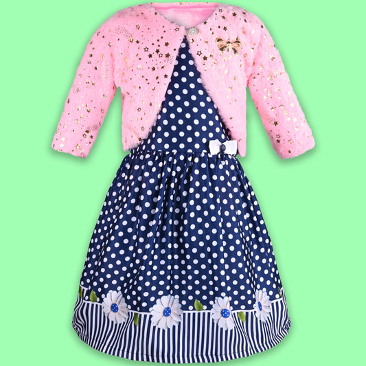 Girl Full Sleeve Polka Print A-Line Frock Dress