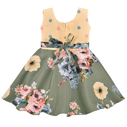 Girls Full Sleeve Floral Print A-Line Frock Dress