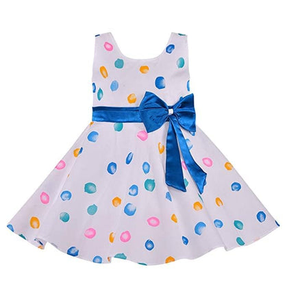 Girls Full Sleeve Polka Print A-Line Frock Dress