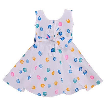 Girls Full Sleeve Polka Print A-Line Frock Dress