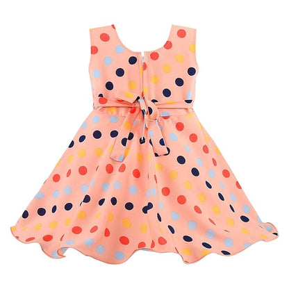 Girls Full Sleeve Polka Print A-Line Frock Dress