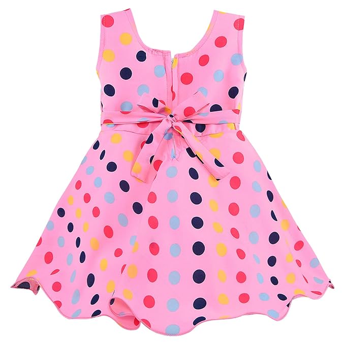 Girls Full Sleeve Polka Print A-Line Frock Dress