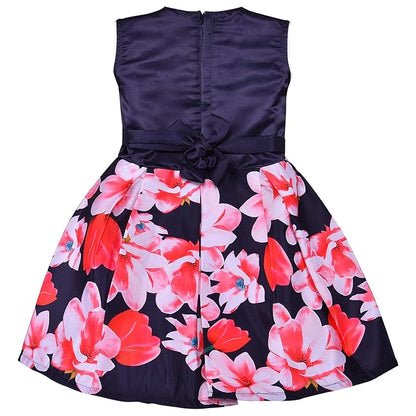 Girls Full Sleeve Floral Print A-Line Frock Dress