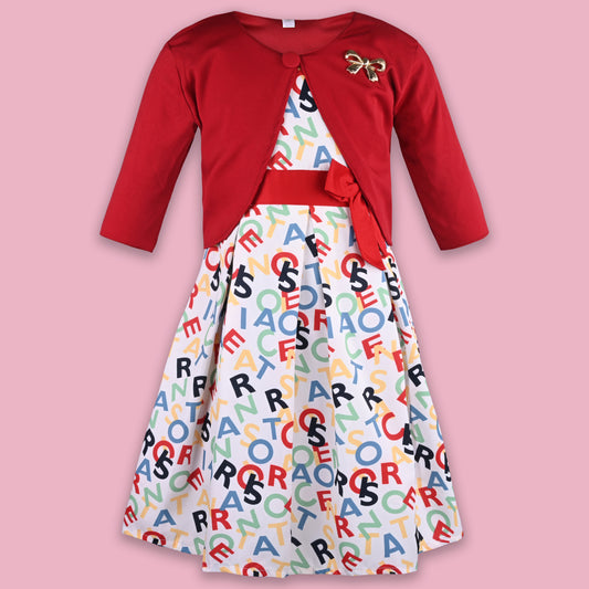 Girls Full Sleeve Printed A-Line Frock Dress