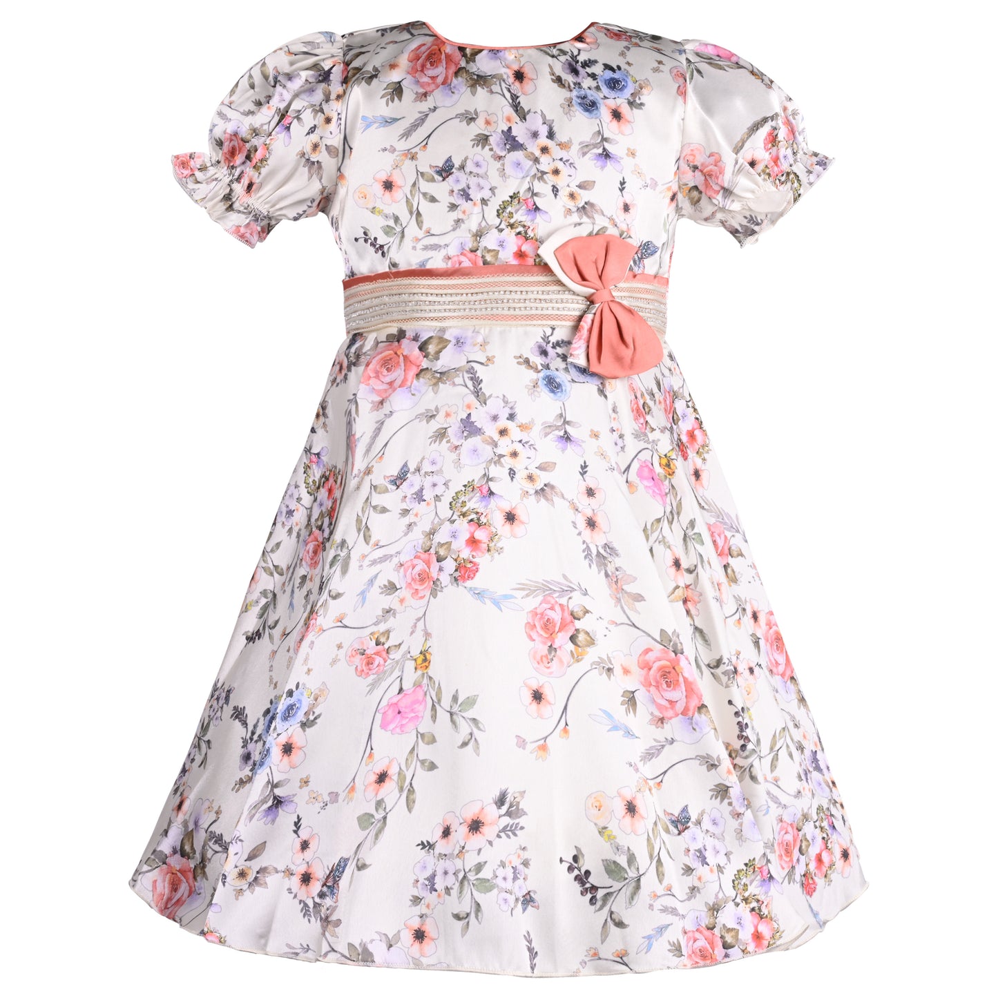 Girls Floral Print A-Line Frock Dress