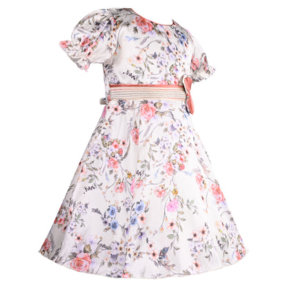 Girls Floral Print A-Line Frock Dress