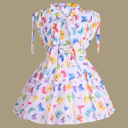 Girls Floral Print Fit and Flare Frock Dress