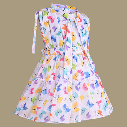 Girls Floral Print Fit and Flare Frock Dress