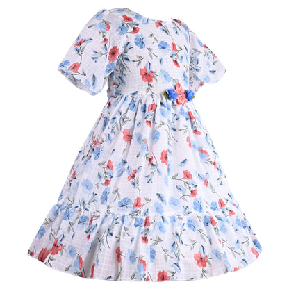 Girls Floral Print A-Line Frock Dress