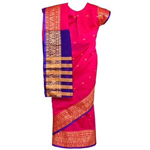 Traditional Art Silk Stitched Saree for Girls-sr02pnk