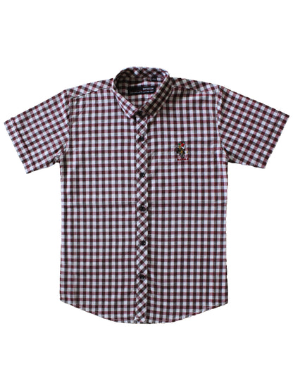 Wish Karo | Boys Checked Shirt Maroon