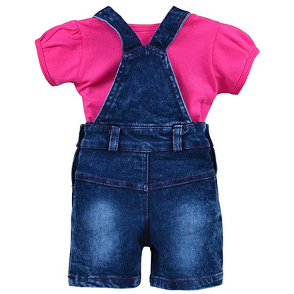 Wish Karo Baby Girls Dungaree Dress for Girls-(csl293pnk)