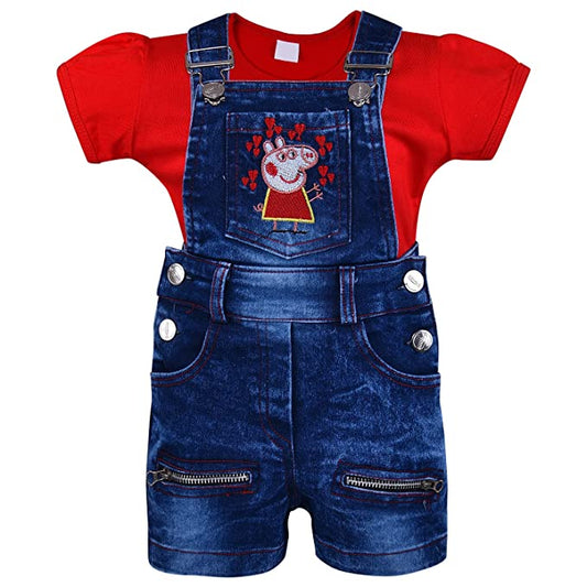 Wish Karo Baby Girls Dungaree Dress for Girls-(csl293rd)