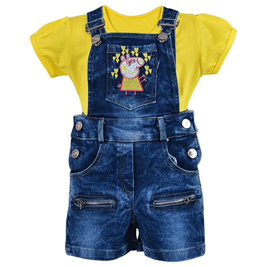 Wish Karo Baby Girls Dungaree Dress for Girls-(csl293y)