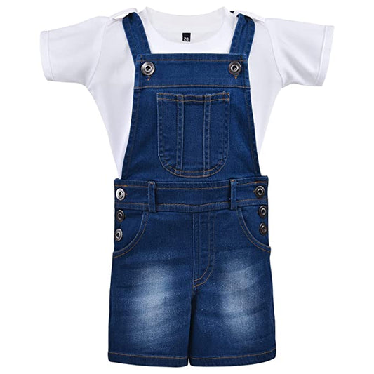 Wish Karo Baby Girls Dungaree Dress for Girls-(csl294blu)