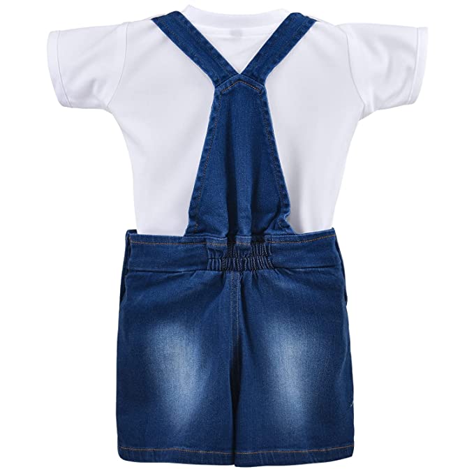 Wish Karo Baby Girls Dungaree Dress for Girls-(csl294blu)