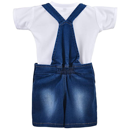 Wish Karo Baby Girls Dungaree Dress for Girls-(csl294blu)