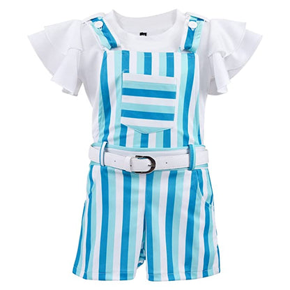 Wish Karo Baby Girls Dungaree Dress for Girls-(csl296blu)