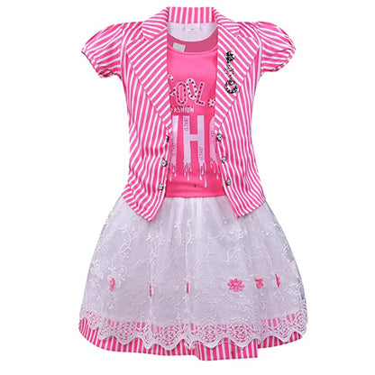 Wish Karo Baby Girls Top and Skirt Dress For Girls-(csl314pnk)