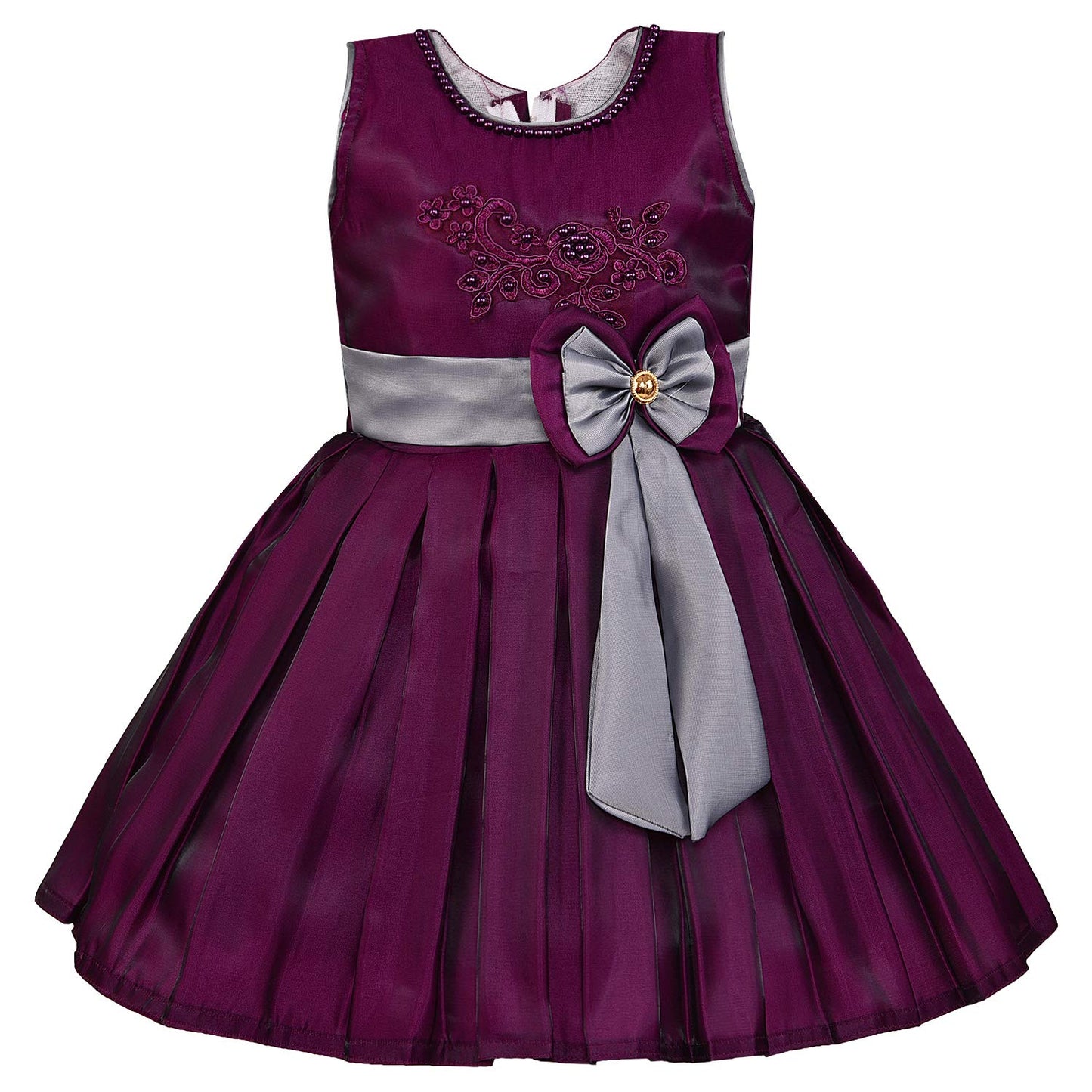 Girls Party Wear Frock Dress With Bow Designed