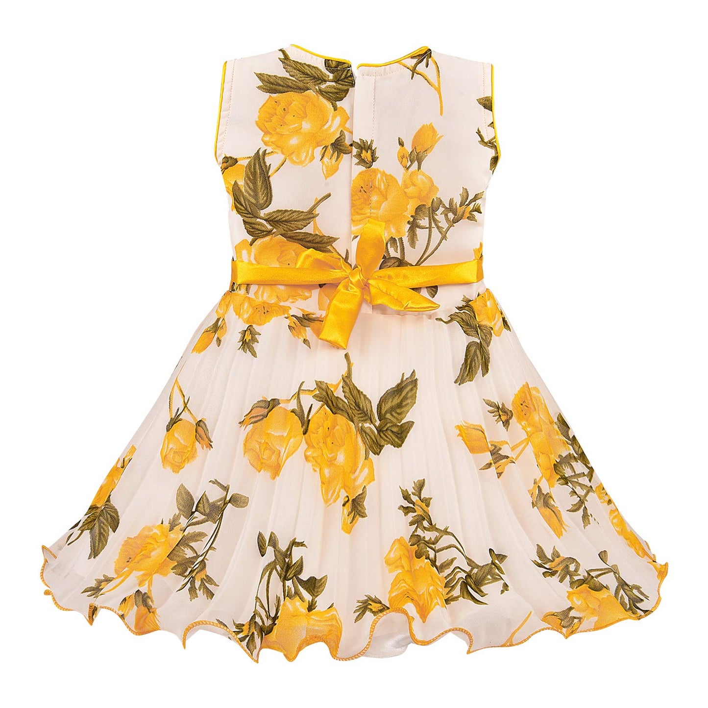 Yellow Floral Printed Bow Dress