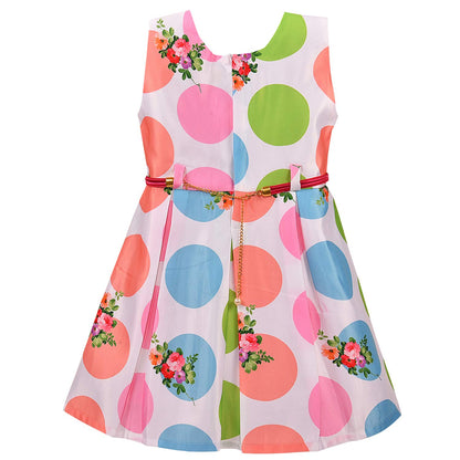 Wish Karo kids Partywear  Dress Frock-(stn707wht)