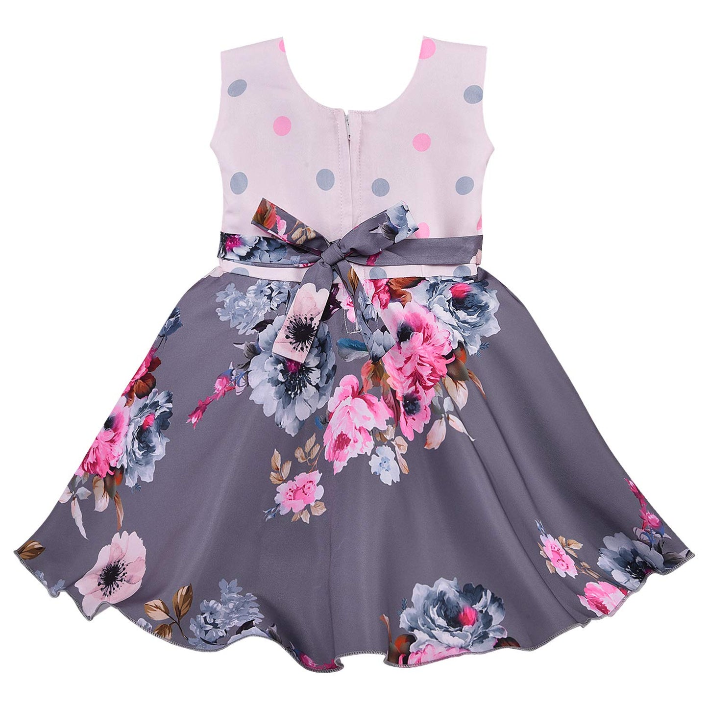 Wish Karo kids Birthday Frock Dress (stn754gry)